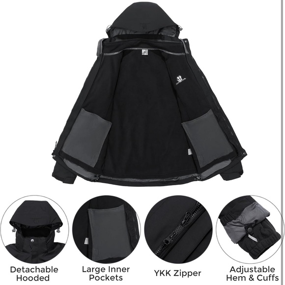 Golden Camel Mountain Snow Waterproof Ski Jacket Detachable Hood Windproof XXL - Picture 6 of 7